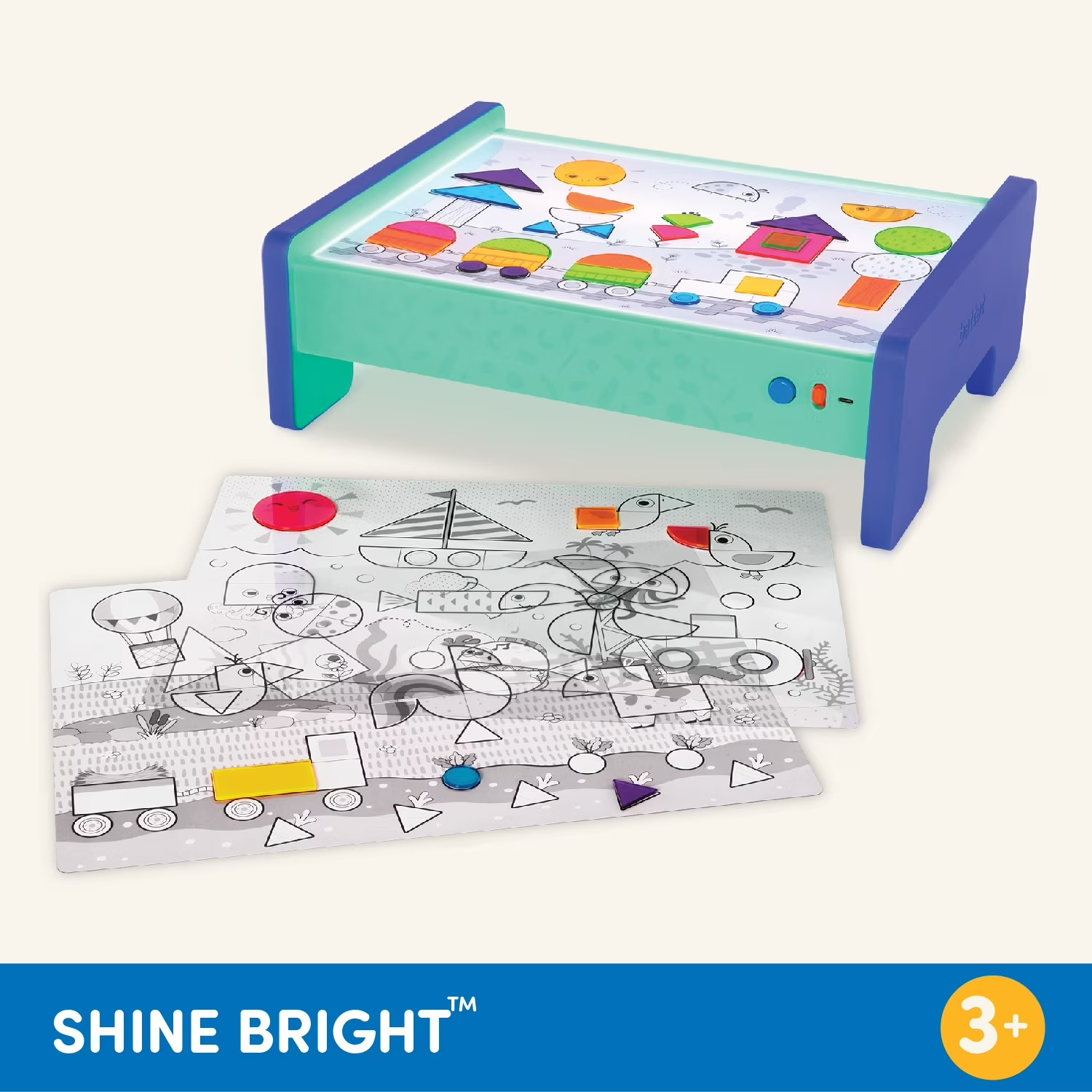 Battat Shine Bright Plastic Lightbox 60 Shapes 3 Transparency Sheets Toy NEW