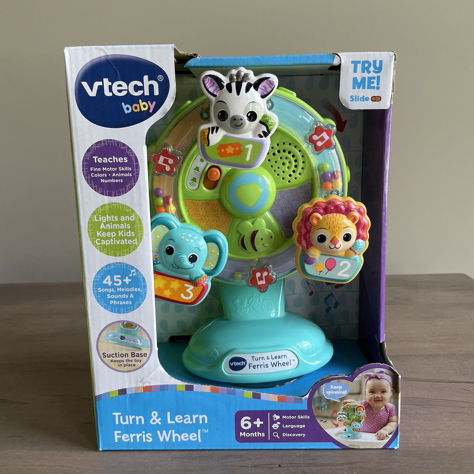 NEW VTech Turn and Learn Ferris Wheel Zoo Animal Baby toy 6+ Months Learning