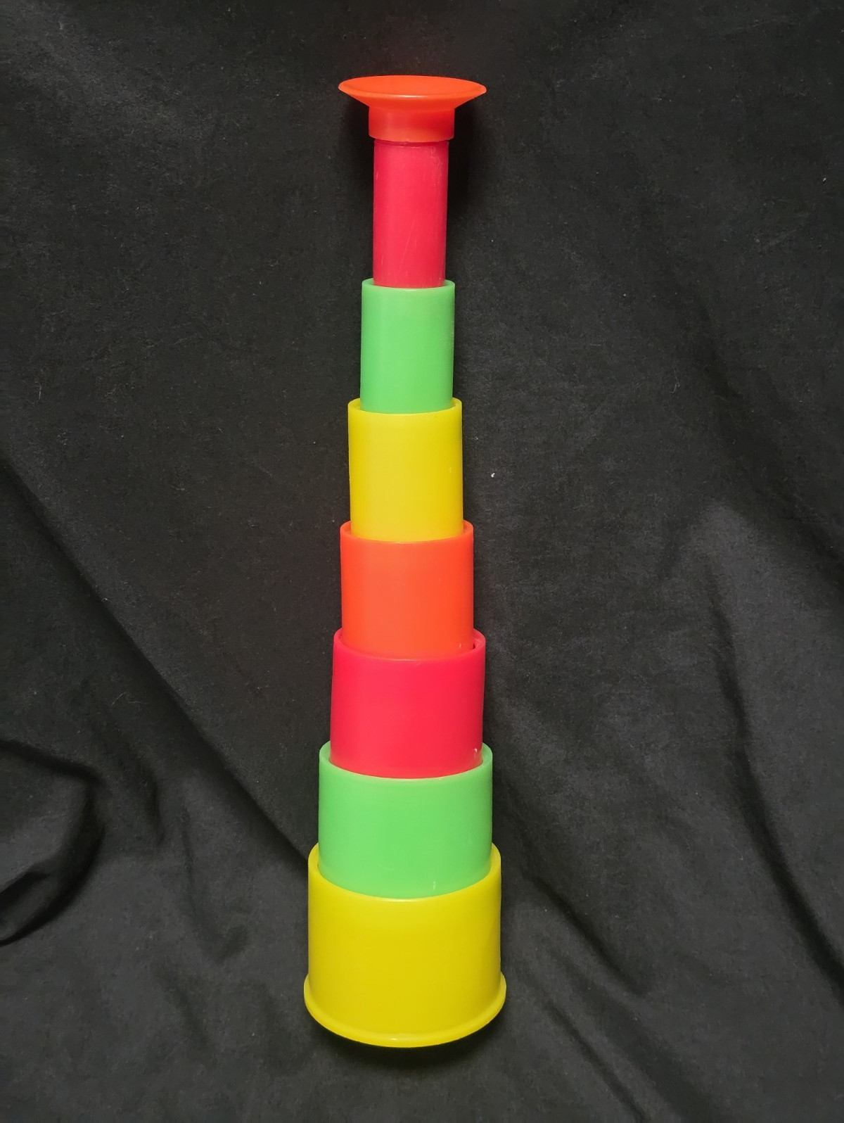 Vintage Multicolor Plastic Stacking Ring Toy Set 7 Rings + Base, Ages 12-18M