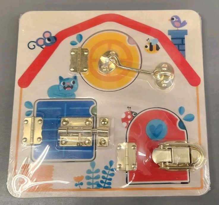 2 Wooden Motor Skills Toys – Latches and Alphabet Activity Boards