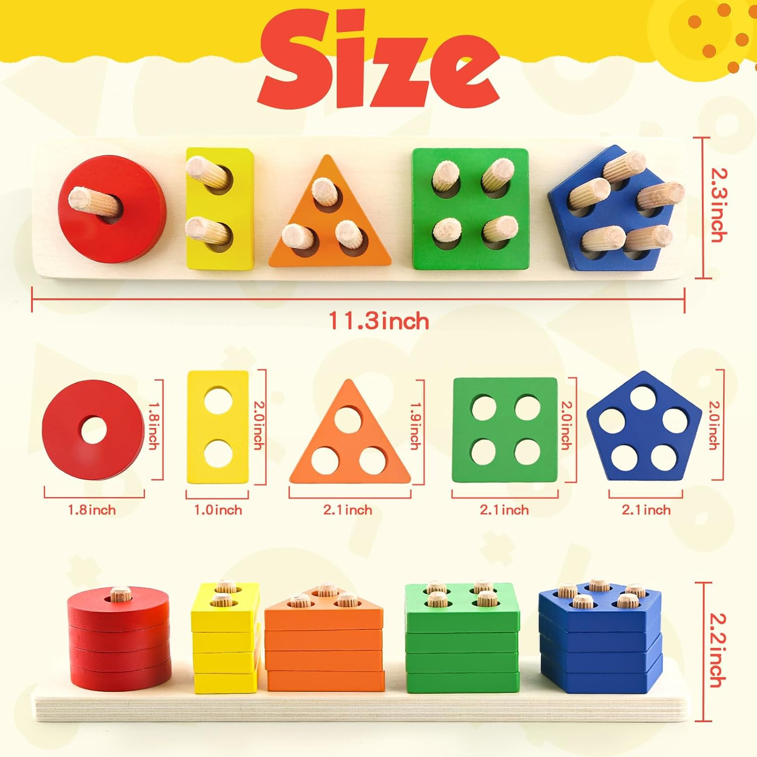 Montessori Wooden Sensory Toys for Toddlers 1-3 Learning Puzzle Gift Set Boys G