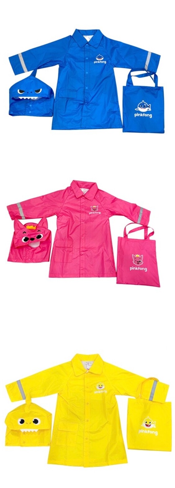 PINKFONG Baby Shark Family Rain Coat Cutie Face Waterproof Baby Kids 3 Colors