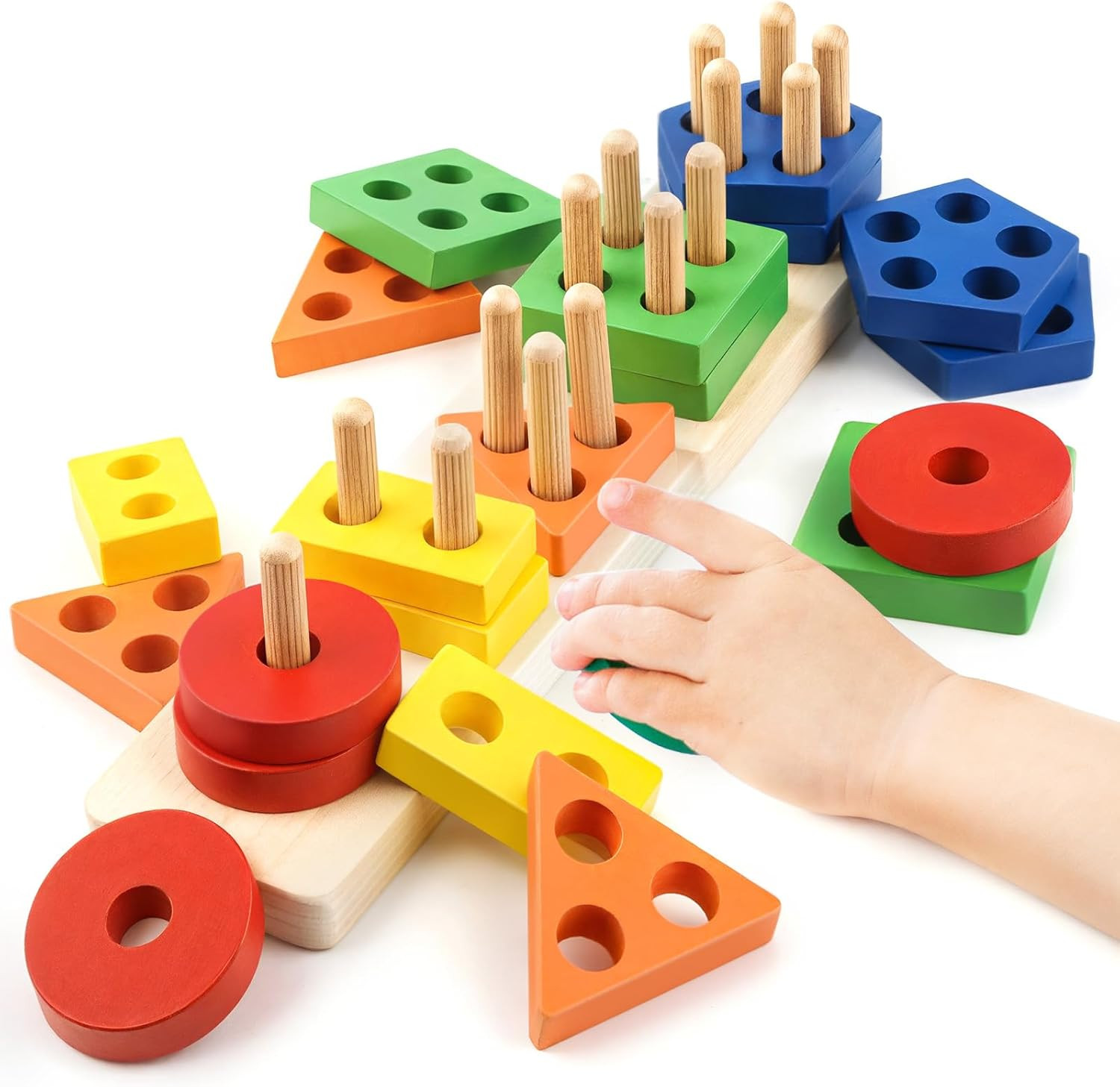 Montessori Wooden Sensory Toys for Toddlers 1-3 Learning Puzzle Gift Set Boys G
