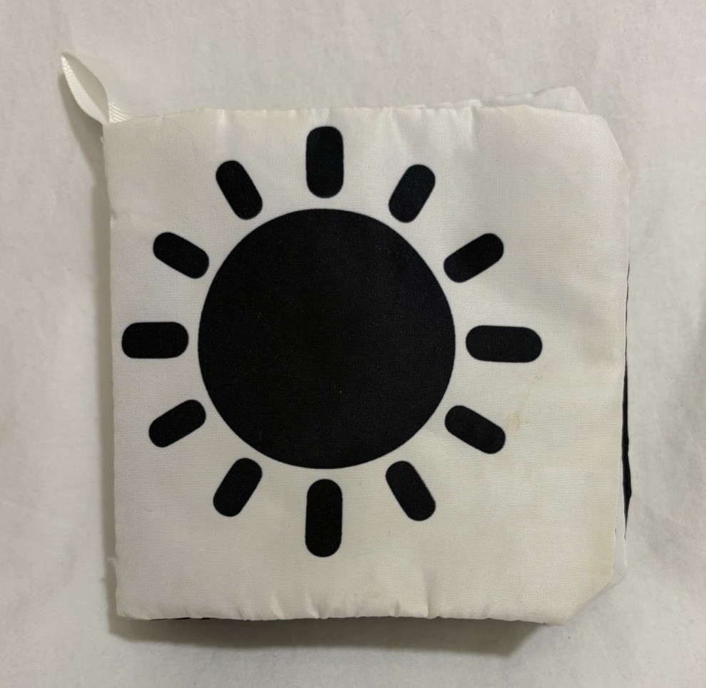 High Contrast Black/White/Red Baby Book Touch And Feel Crinkle Sensory Toy EUC