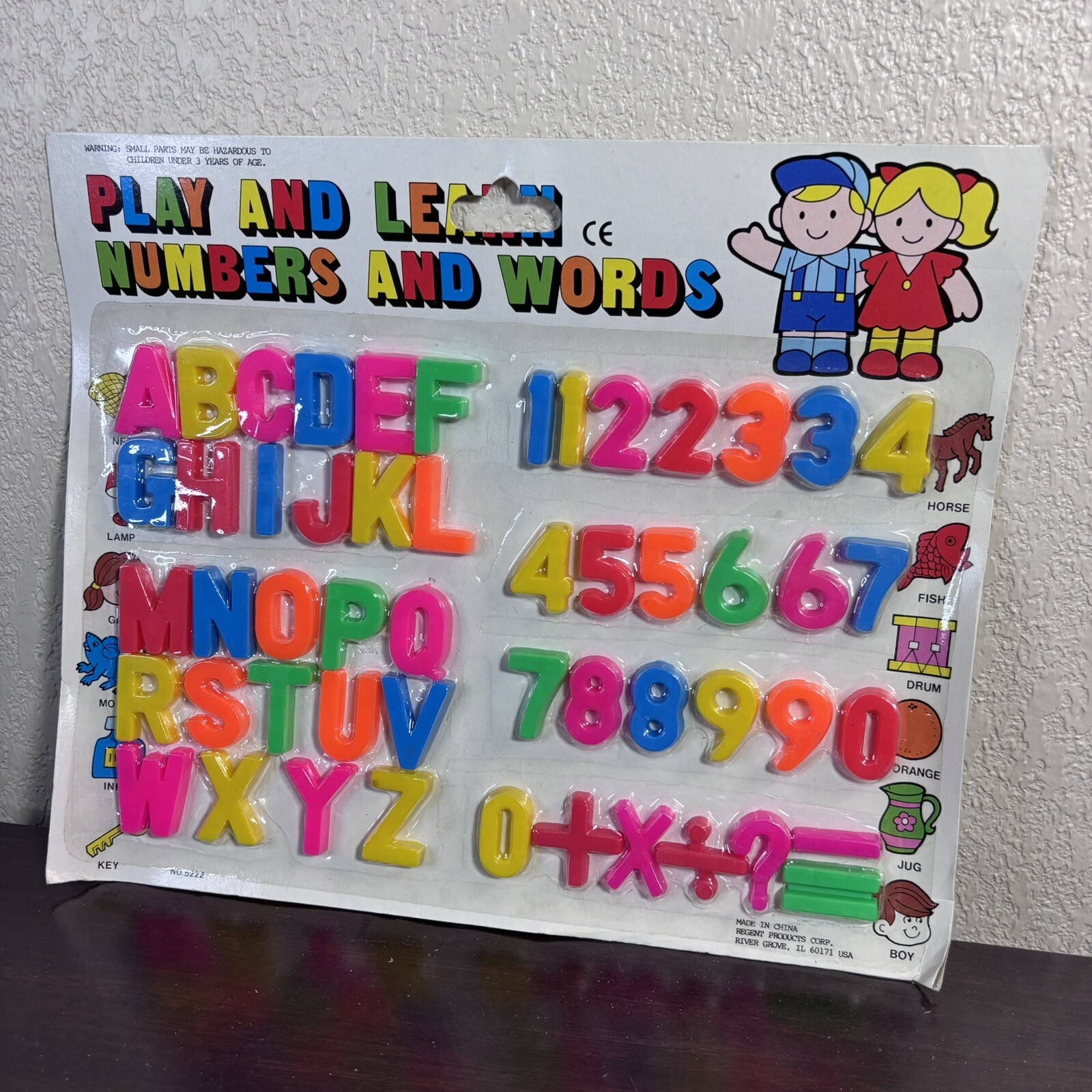 Vintage Play And Learn Numbers And Words Neon Colored Educational Children’s Toy