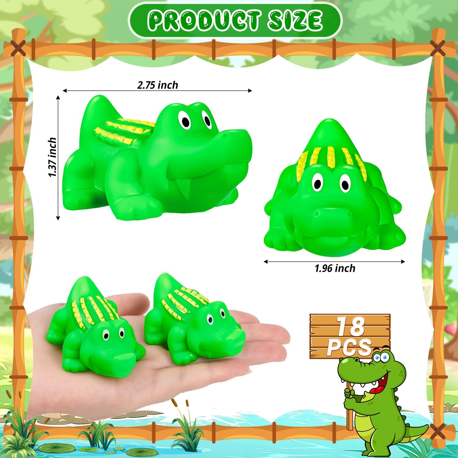 Gdzrdflh 36 Pcs Rubber Alligator Bath Toy Mini Plastic Crocodile Float Squeak