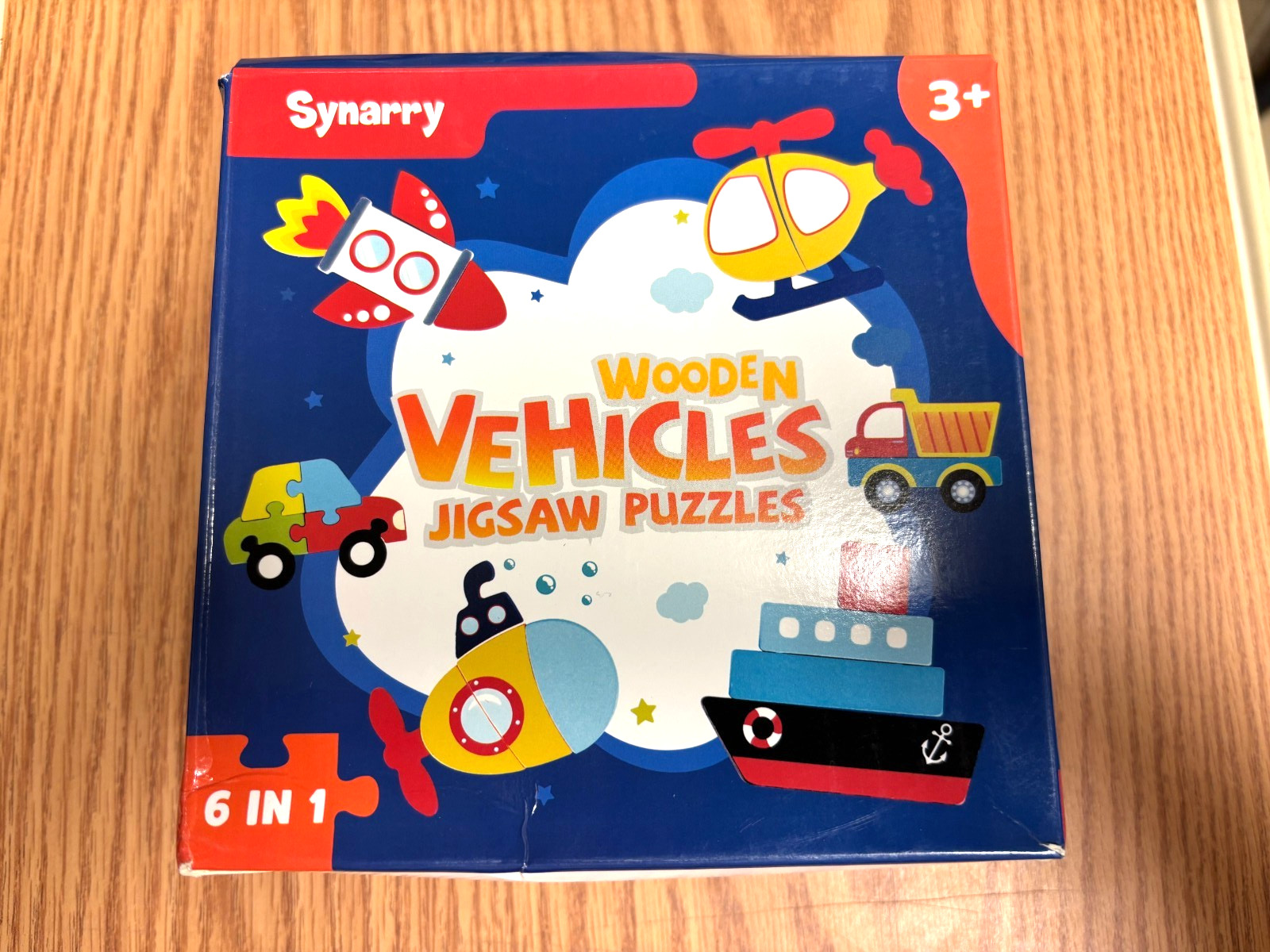 Synarry Colorful Wooden Vehicle Puzzles Set 6 for Ages 3 + Ideal for Development