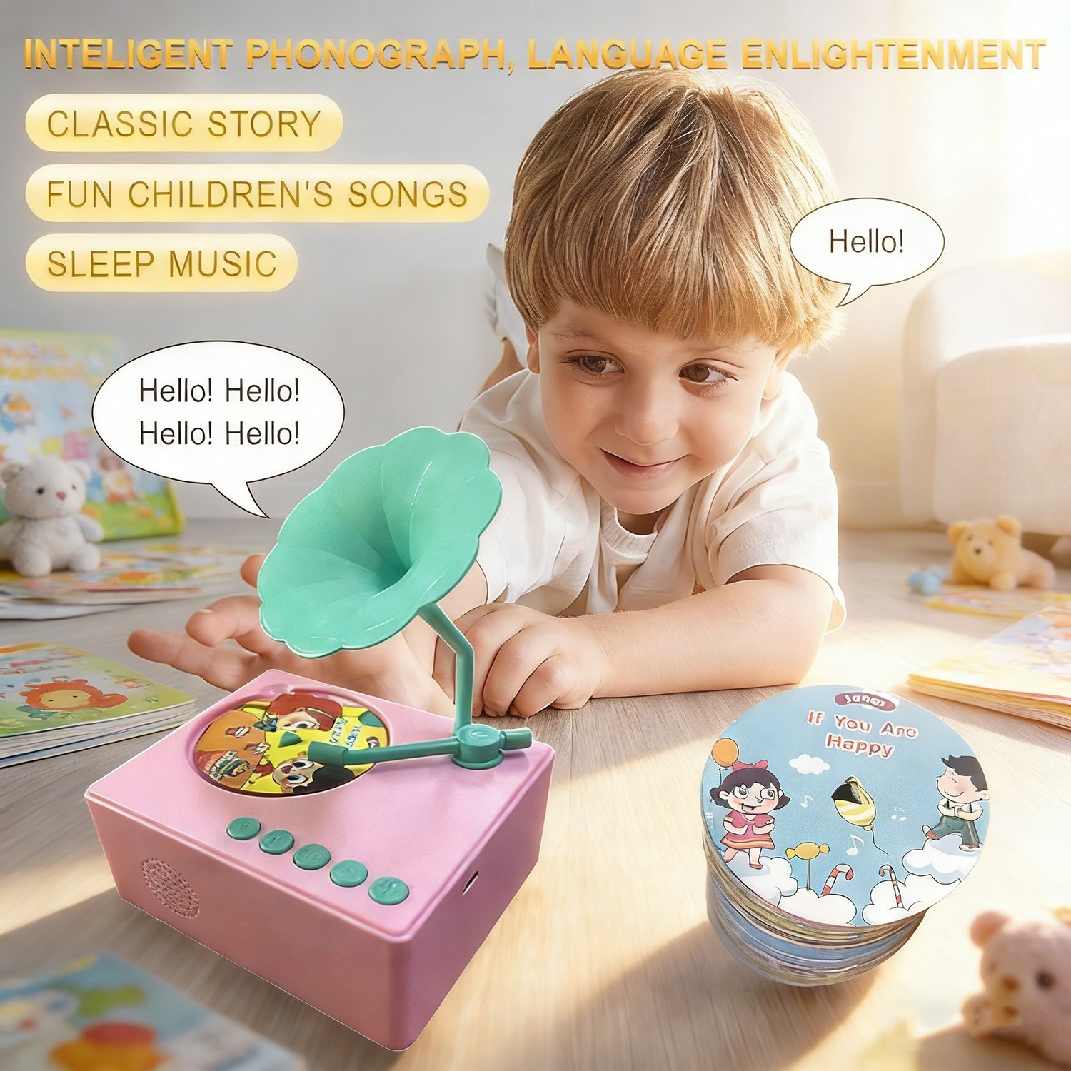 Audible Educational Toy with Music for Toddlers Age 1-5, 96 Songs Stories Cards