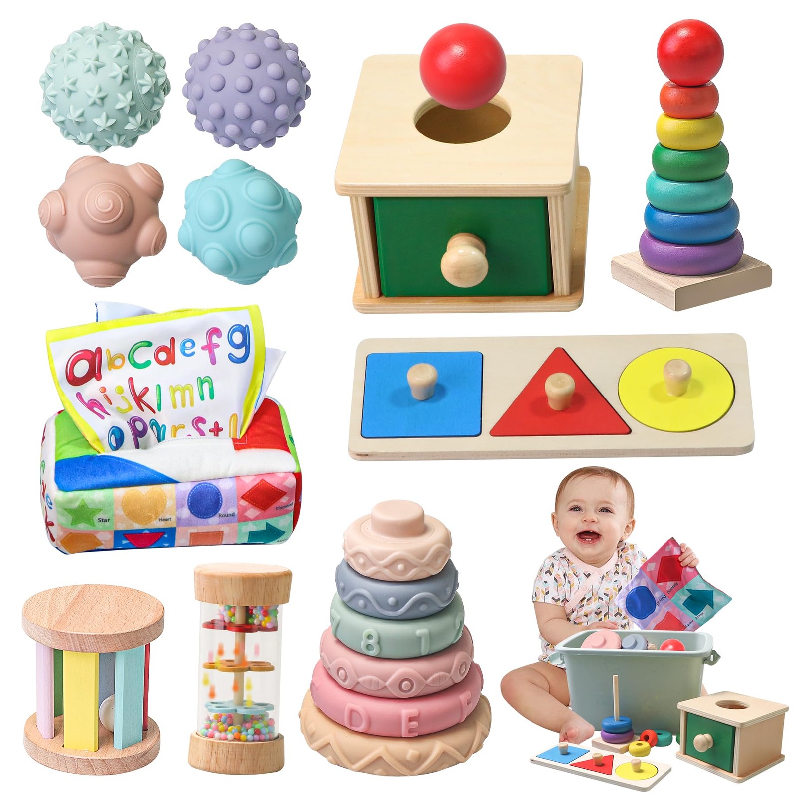 Montessori Toys for Babies 6-12 Months,1 Year Old,8 in 1 Learning Educational…