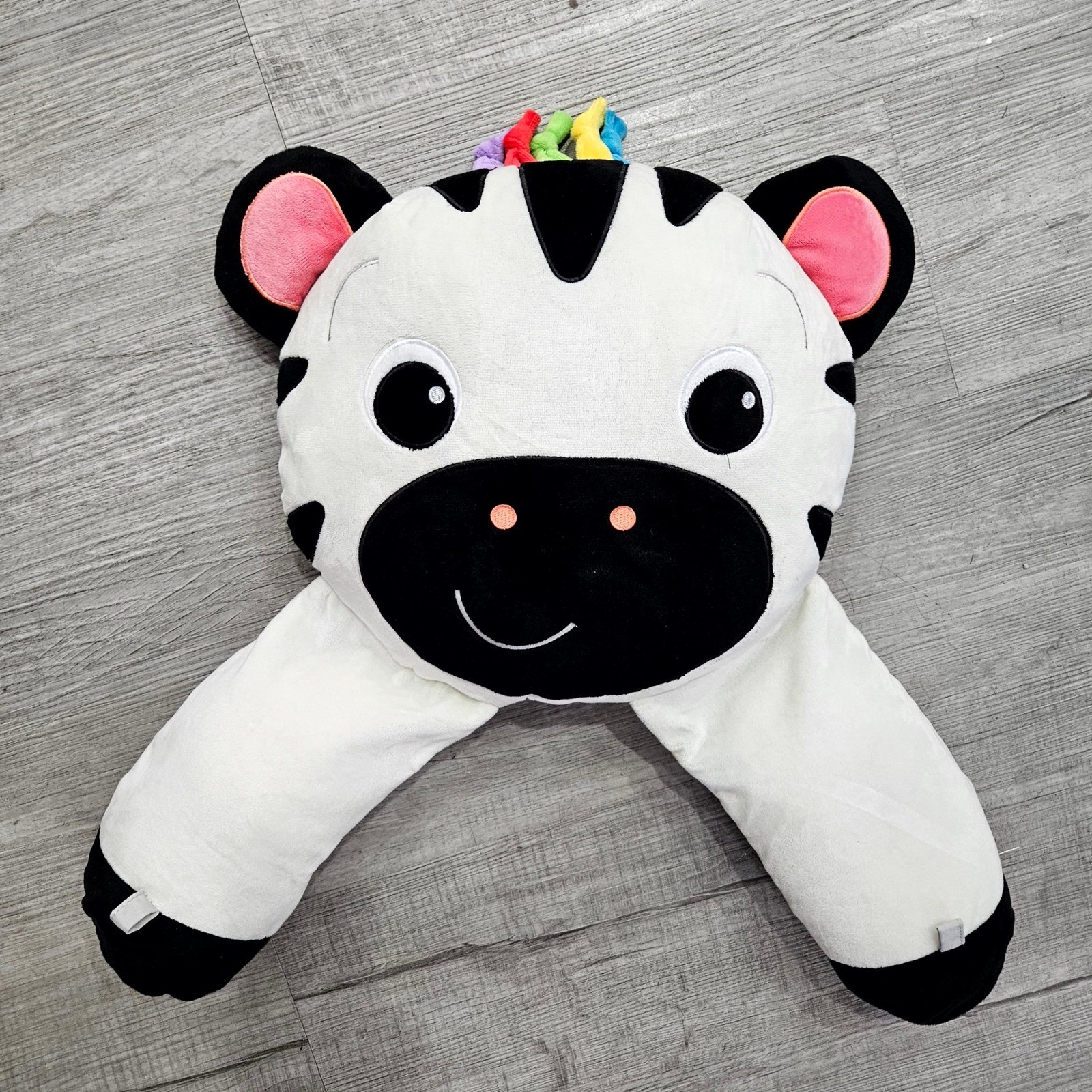 Baby Einstein Tummy Time Pillow Unisex OS White Black Zebra Plush Sensory Toy