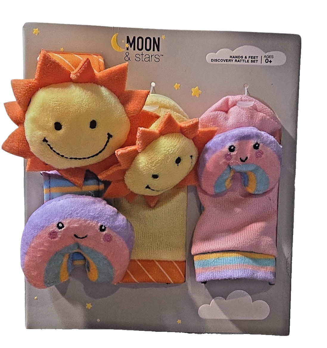 Baby Developmental Rattle Set Discover Hands & Feet Unisex Sun & Rainbow