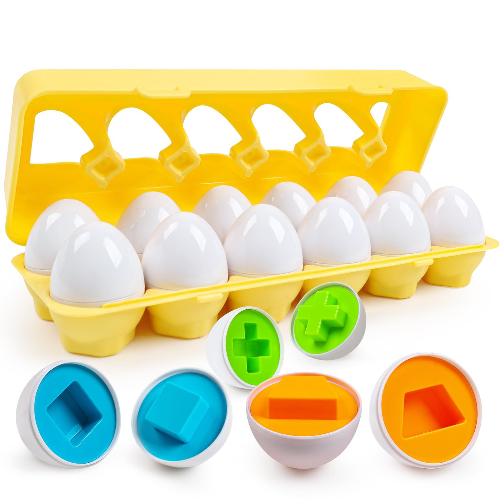 FQKIOMY Toddler Eggs Toys,Montessori Geometric Egg Early Fine Motor Skills Le…