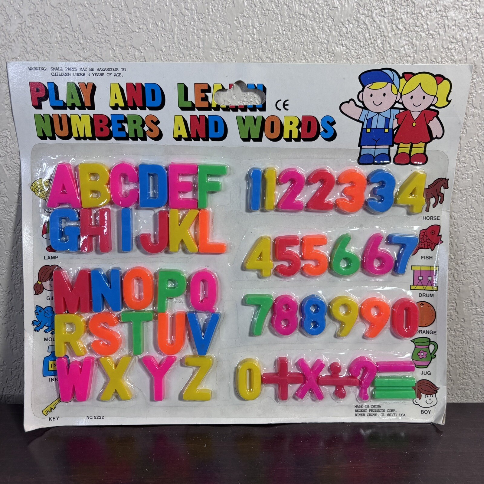 Vintage Play And Learn Numbers And Words Neon Colored Educational Children’s Toy
