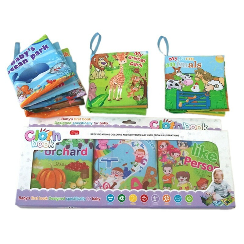 Baby Soft Cloth Books, Educational Activity Crinkle Books -Set of 6.